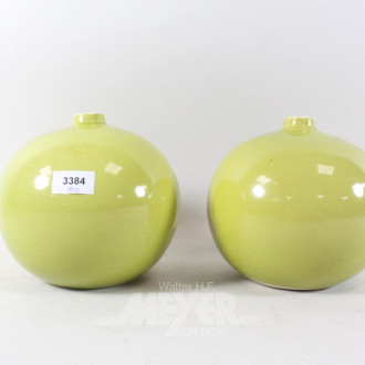 2 Vasen, Keramik, Kugelform, gelb