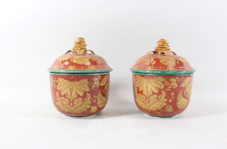 2 Keramik- Deckeldosen