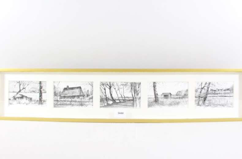 Radierung mit 5 Darstellungen