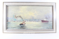 Gemälde ''Hamb. Hafen mit Schlepper'',