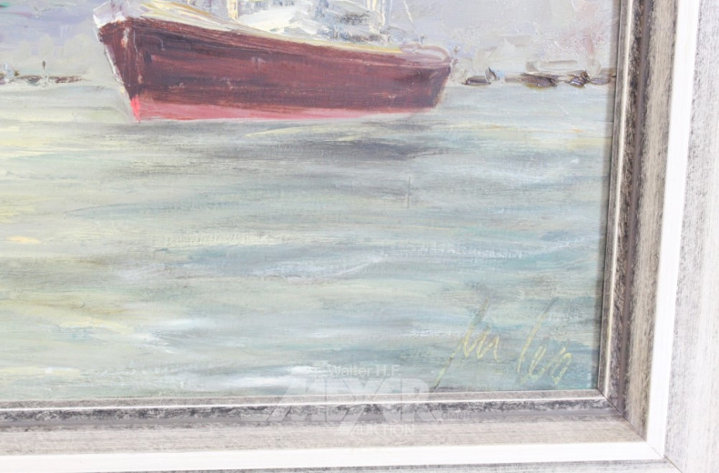 Gemälde ''Hamb. Hafen mit Schlepper'',