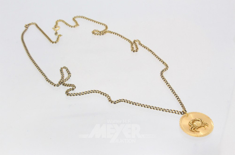 Kette, 333er GG, mit Tierkreisanhänger,