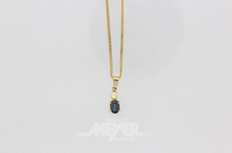 Kette, 585er GG, mit Anhänger, 585er GG,