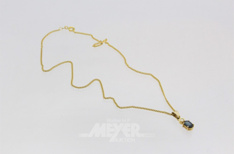 Kette, 585er GG, mit Anhänger, 585er GG,