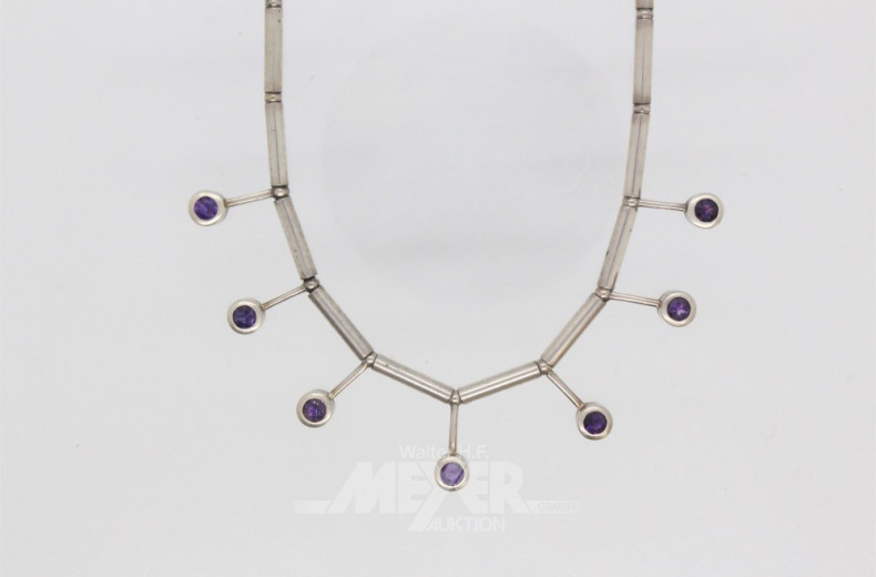 Collier Silber besetzt mit 7 Farbsteinen