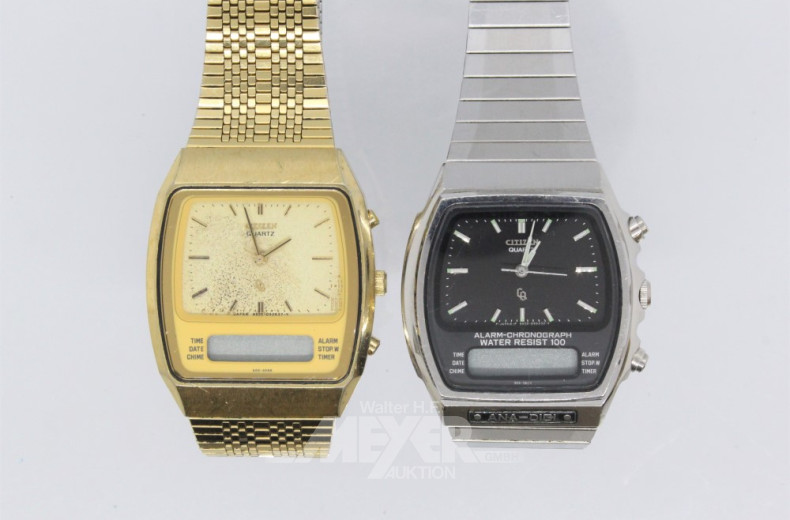 2 Herrenarmbanduhren CITIZEN mit Widmung