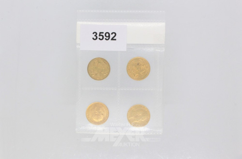 4 Goldmünzen: 3 x Edward VII 1902/04/15