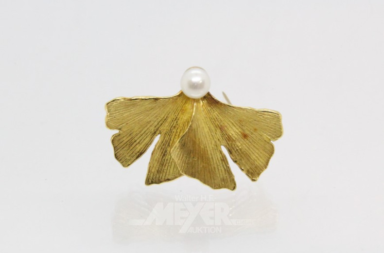 Brosche/Anhänger ''Lotusblatt'', 750er GG,