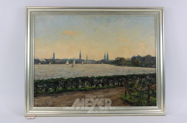 Gemälde ''Ansicht Aussenalster Hamburg'',
