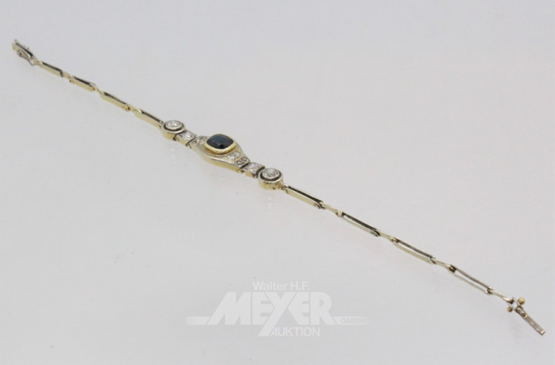 Armband, 585er GG, besetzt mit 1 Saphir,