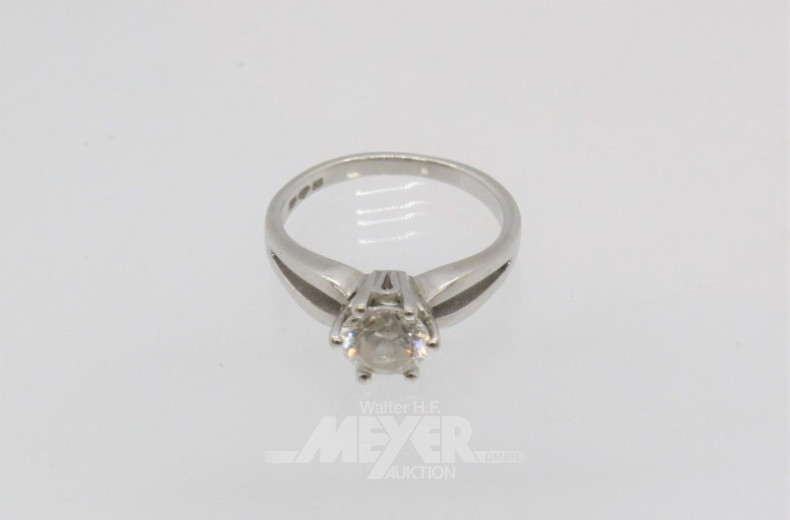 Ring, 585er WG, Farbstein weiß, ca. 4 g.