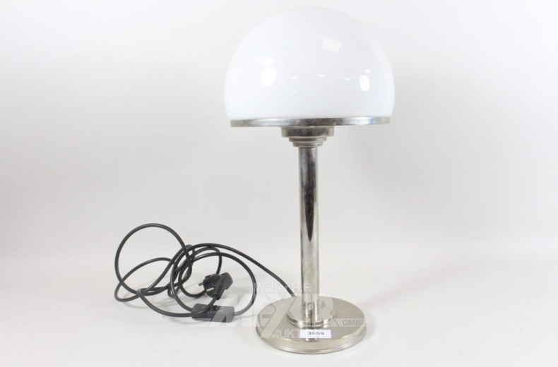 Tischleuchte, Metall mit Glasschirm,