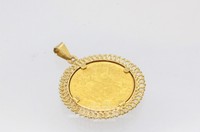 Münzanhänger, 585er GG, ca. 6 g.