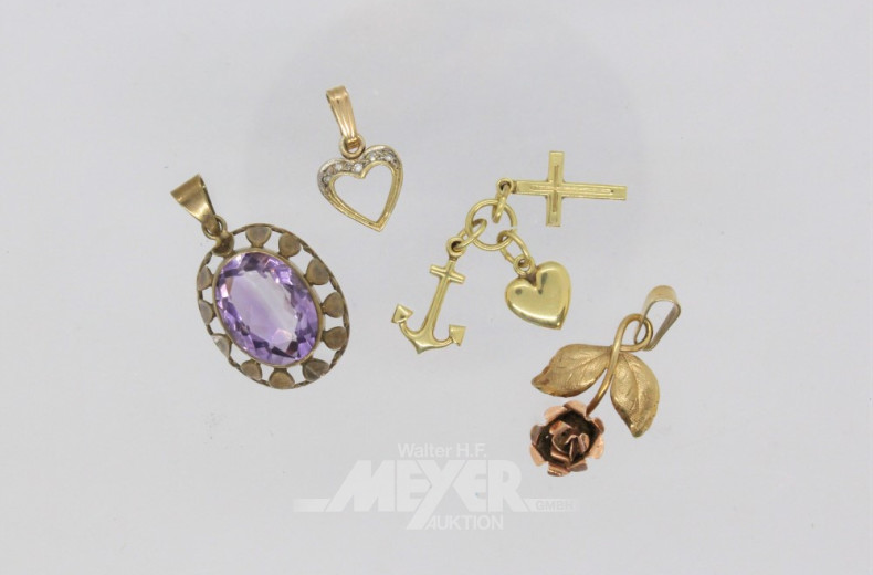 4 Kettenanhänger, 333er GG, 7 g.