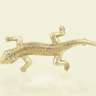 Brosche ''Salamander'', 585er GG,