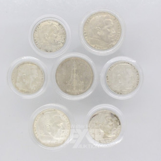 7 Münzen, Deutsches Reich, 2+5 RM