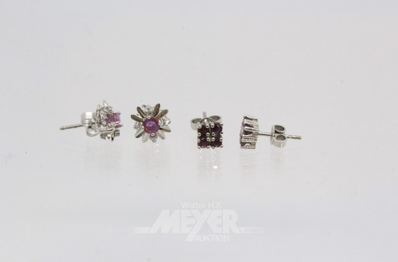 2 Paar Ohrstecker, 333er und 585er WG