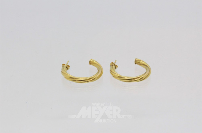 Paar Creolen, 585er GG, hohl gearbeitet