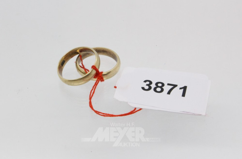 Paar Trauringe, 333er GG, ca. 7 g