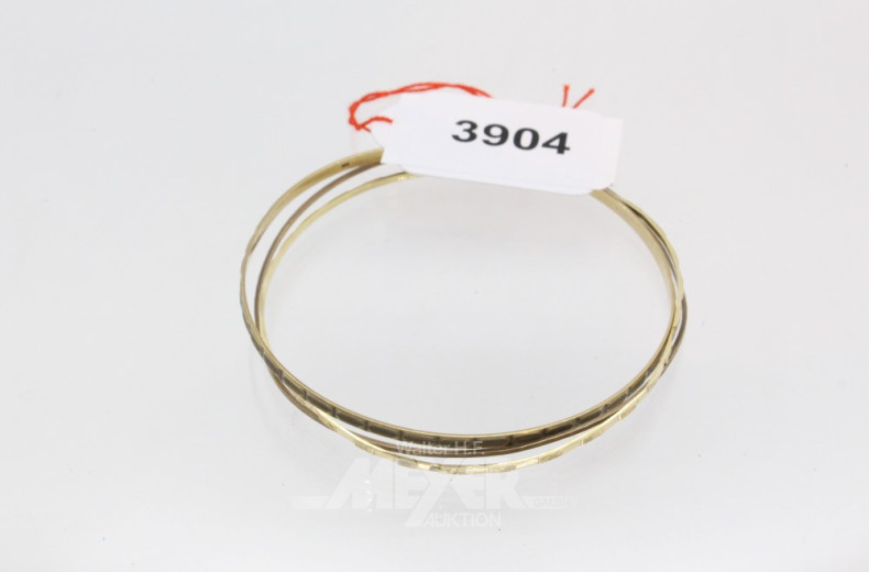 3 Armreifen, 333er GG, ø ca. 6,5 cm,