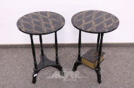 Paar runde Beistelltische, schwarz,