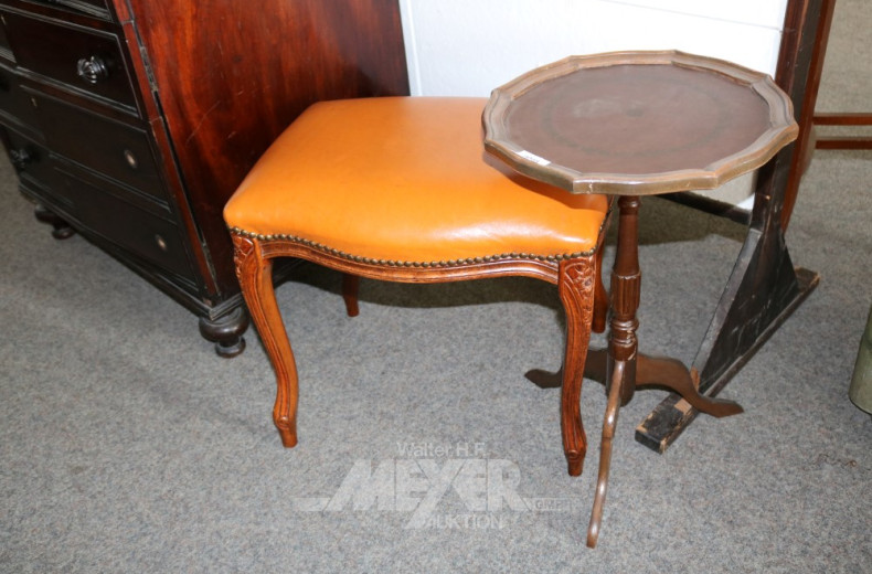 kl. Fußhocker, Leder braun, sowie