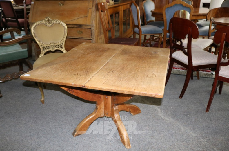 Couchtisch, antike Platte mit Schublade,