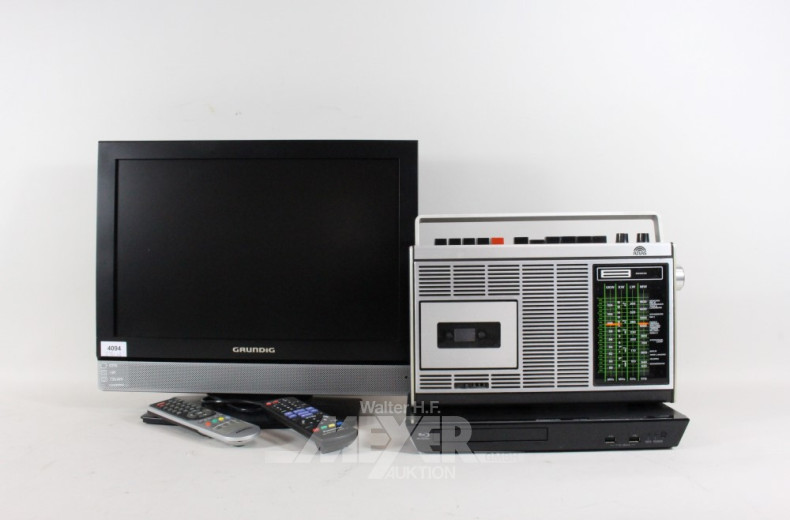 kl. TV-Gerät GRUNDIG, mit FB, 1 DVD- u.
