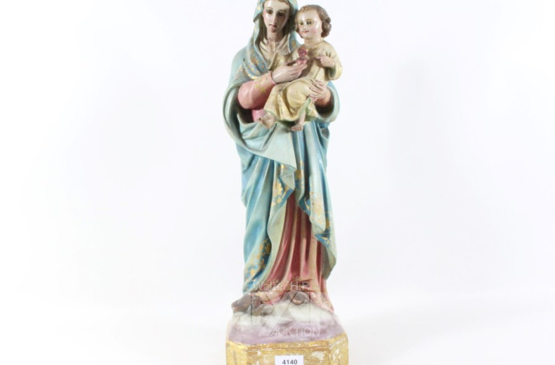 Figur ''Maria mit Kind'', Holz, ca. 53 cm,