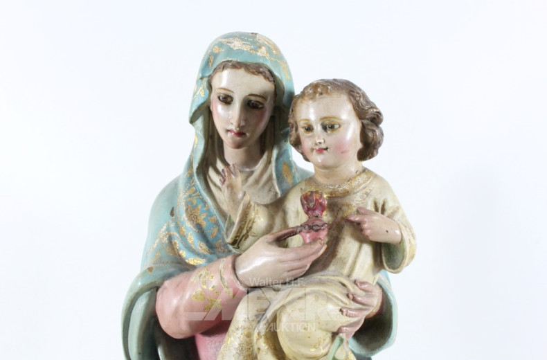 Figur ''Maria mit Kind'', Holz, ca. 53 cm,