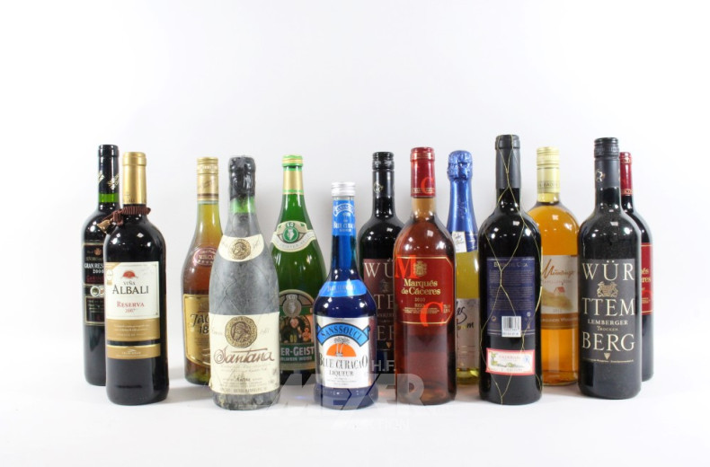 Posten Alkoholika: Wein, ca. 20 Flaschen