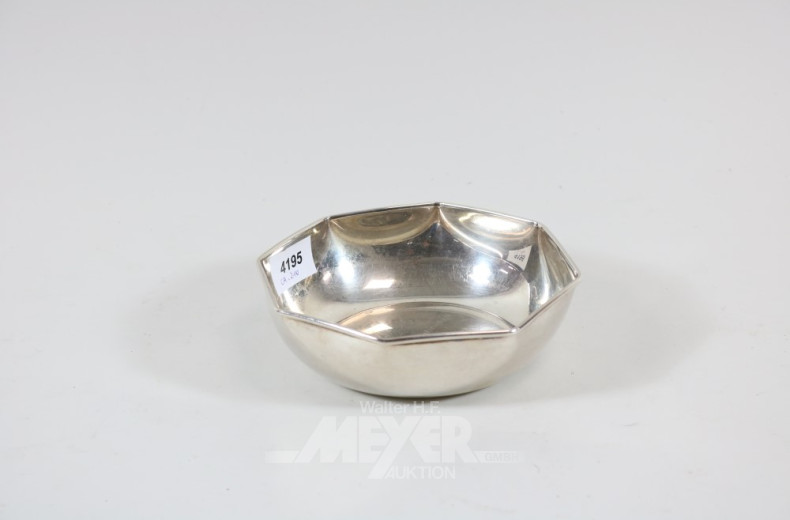 Schale 8-eckig, Sterling-Silber, mit