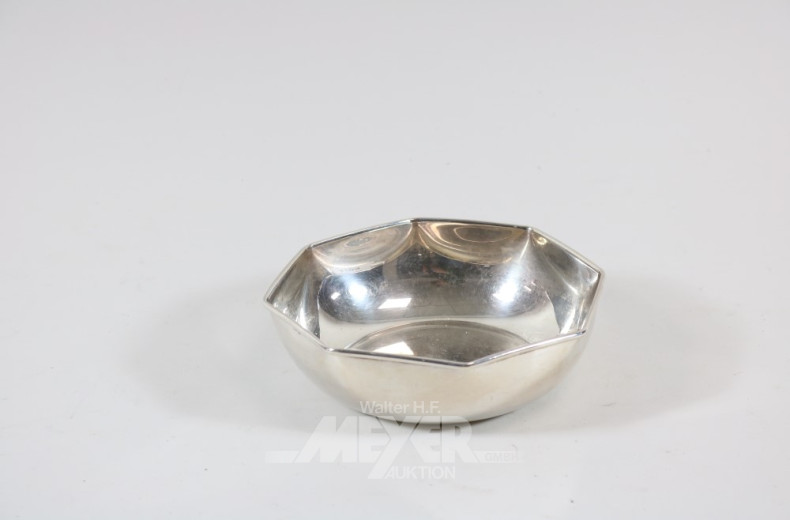 Schale 8-eckig, Sterling-Silber, mit