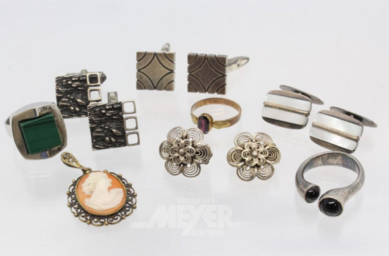 kl. Konvolut Silberschmuck: