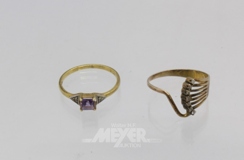 2 Damenring, 333er GG,