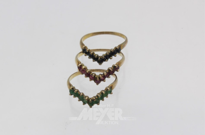 Ring-Set 3 tlg., 333er GG, besetzt mit