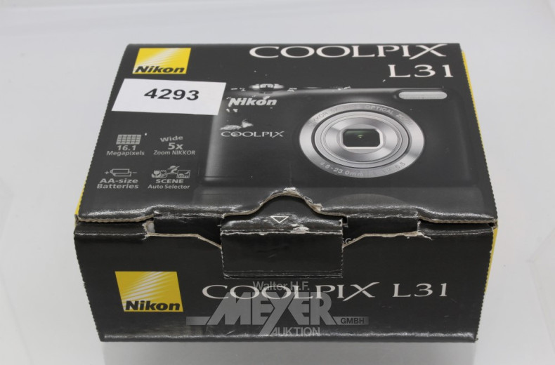 kl. Digitalkamera, NIKON Coolpix L31,