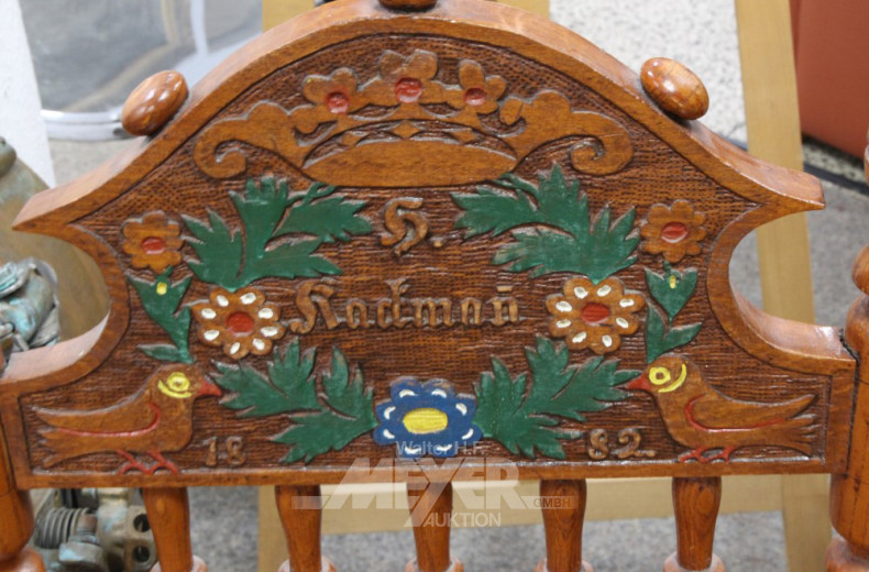 Hochzeitslehnstuhl, mit Schnitzerei in