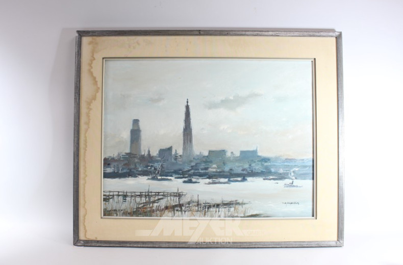 Gemälde ''Antwerpen-Skyline, Wasserseite''