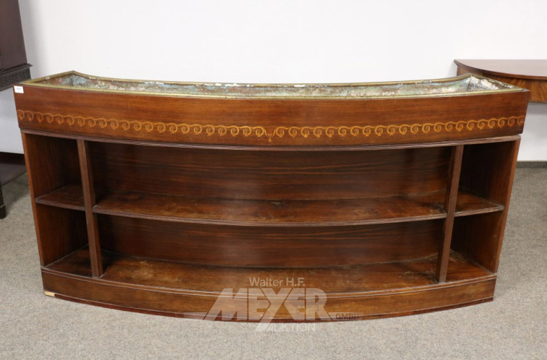 halbovales Bücherregal, Mahagoni,