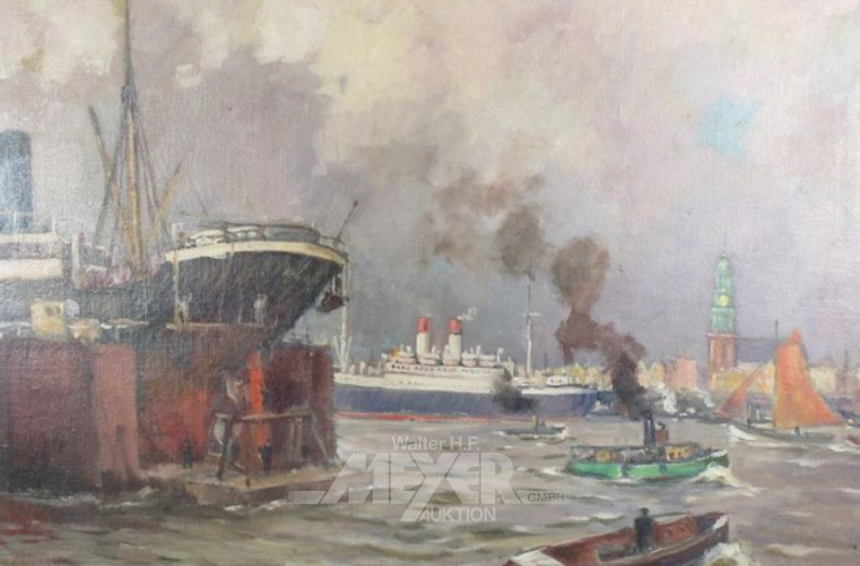 Gemälde ''Hamb. Hafen mit Stülcken Werft''