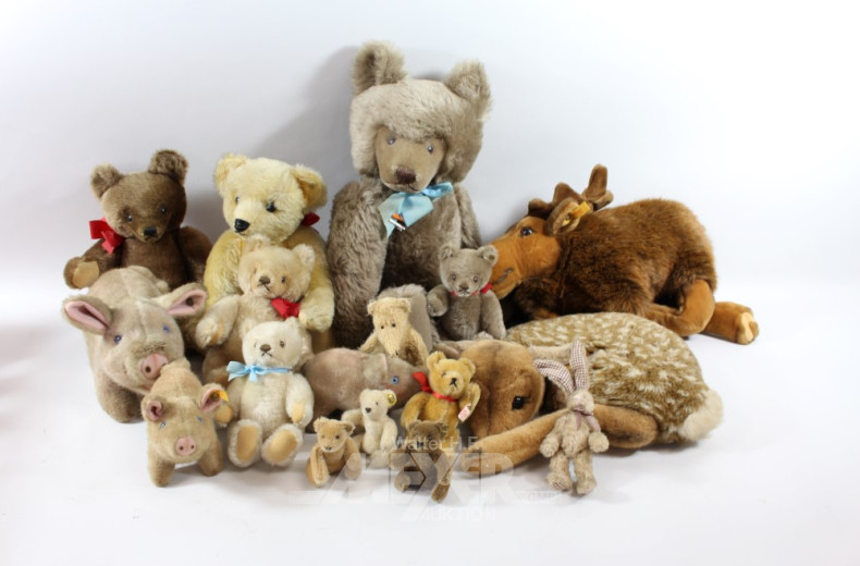 Posten Kuscheltiere STEIFF, ca. 13 Stk.: