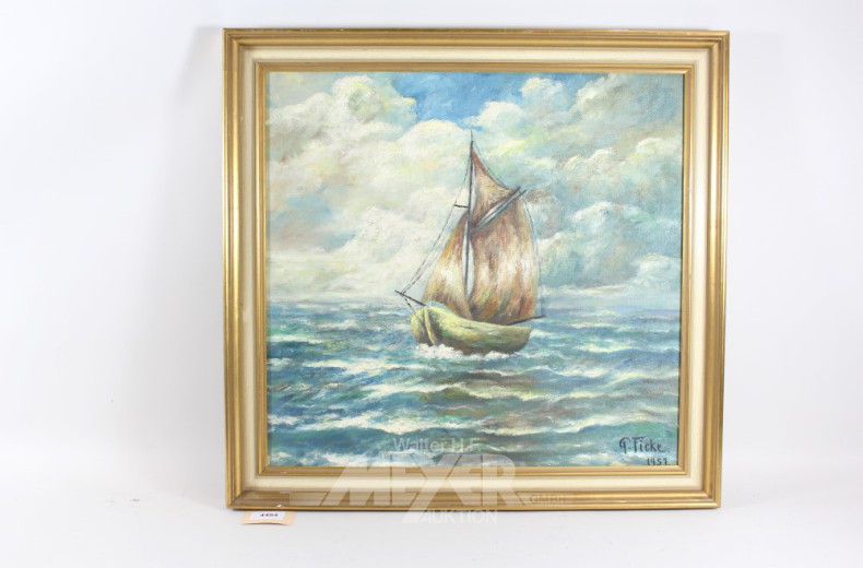 Gemälde ''Gaffelsegler auf hoher See''