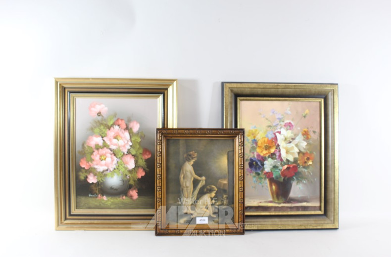 Posten div. Bilder u. Gemälde (9 Stk.):