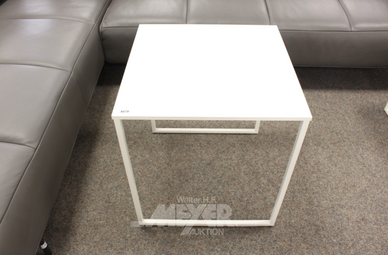 Couchtisch 2-tlg., weiß mit Metallfuß