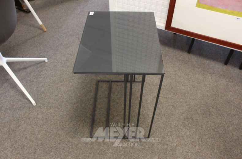 Beistelltisch, Metallfuß mit grauer