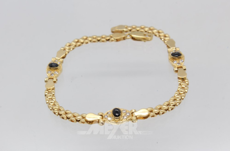 Armband, 750er GG, besetzt mit 3