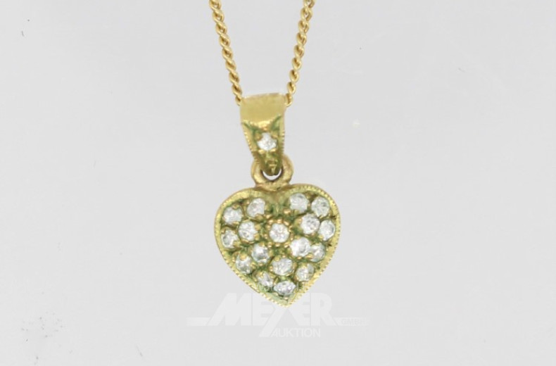 Kette, 585er GG, mit Herzanhänger,