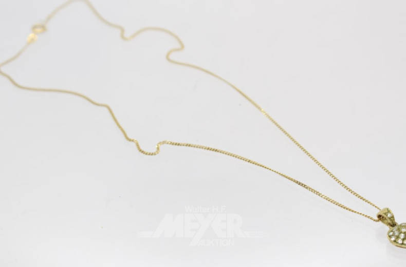 Kette, 585er GG, mit Herzanhänger,