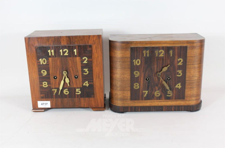 2 versch. Art-Deco-Stil Tischuhren,